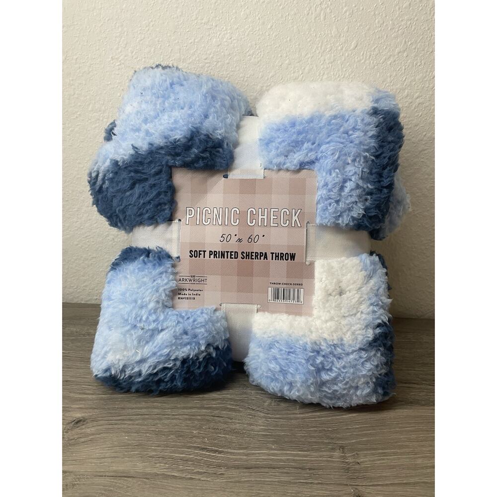 Checkered Picnic Throw Blankets, 50x60, Sherpa Fleece